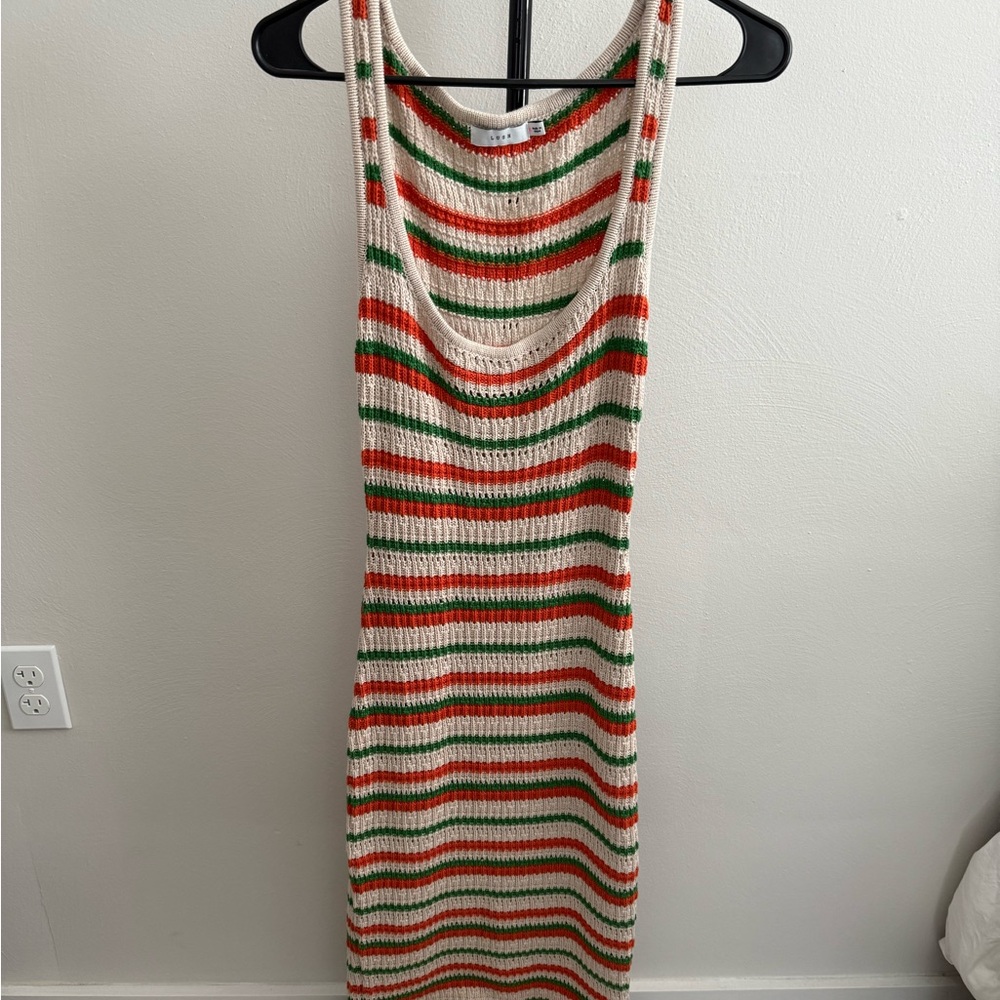 Striped Knit Dress in Red, Green, and Cream